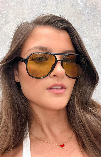 Otra Eyewear Stevie Black Aviator Sunglasses