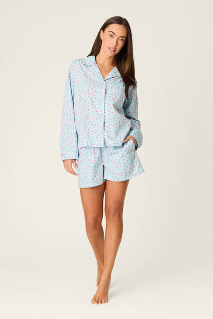 Afterparty Poplin Rosy Nights Short PJ Set