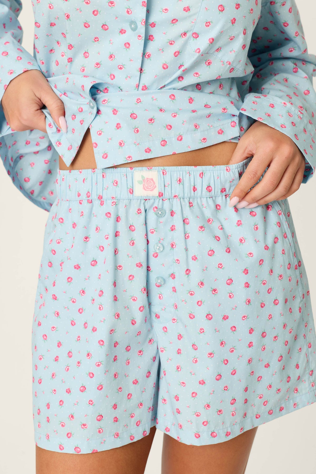 Afterparty Poplin Rosy Nights Short PJ Set