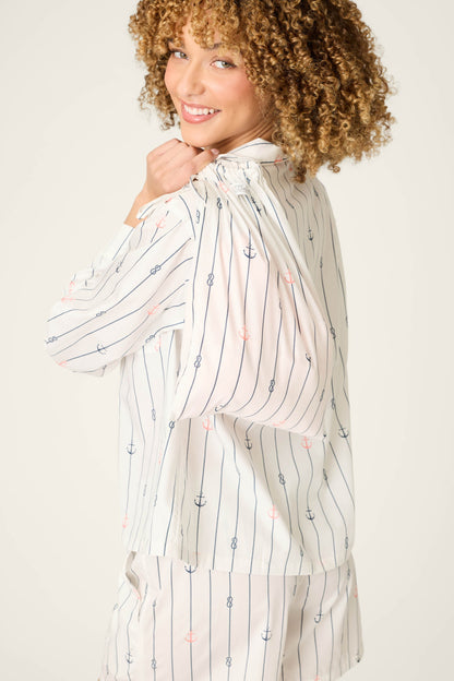 Afterparty Poplin Sail Away Short PJ Set