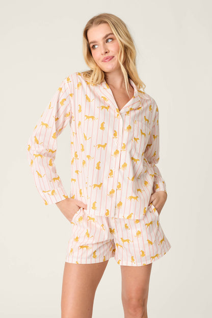 Afterparty Poplin Cheetah Charm Short PJ Set