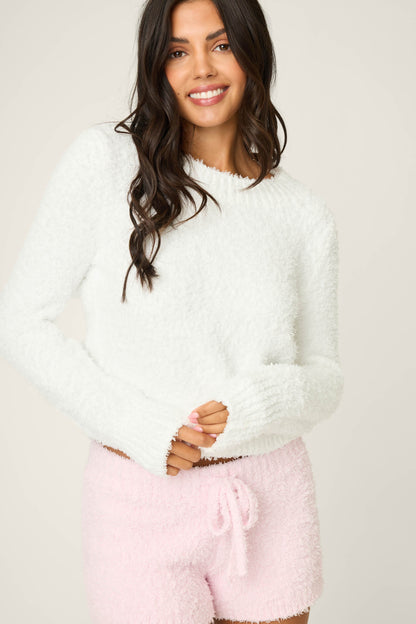 Bundle Up Boucle Ivory Long Sleeve Top
