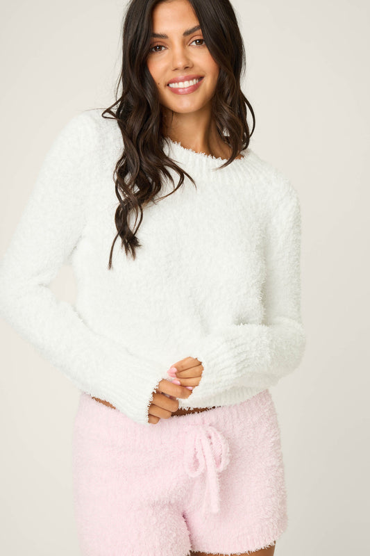 Bundle Up Boucle Ivory Long Sleeve Top