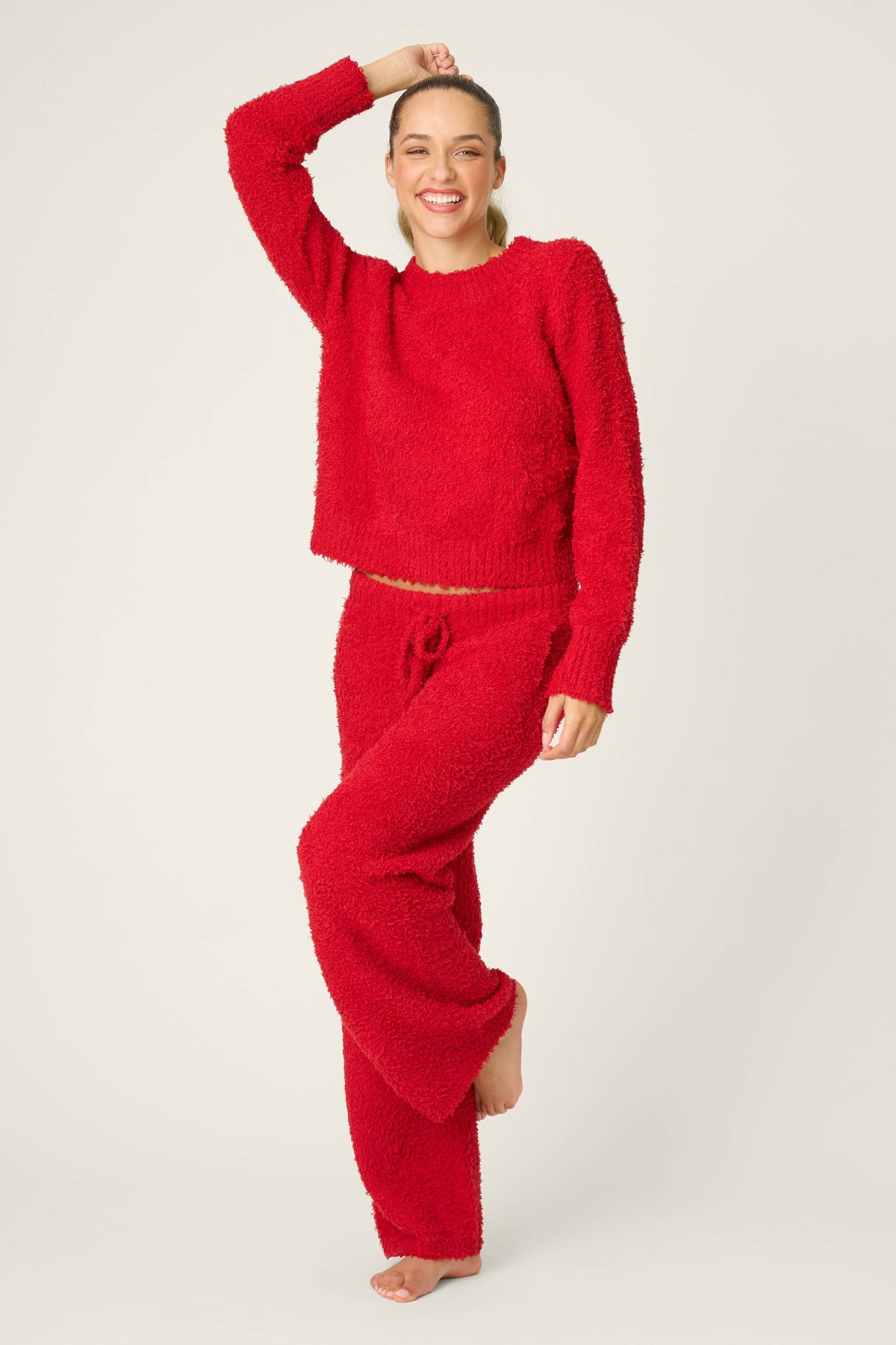 Bundle Up Boucle Red Long Sleeve Top
