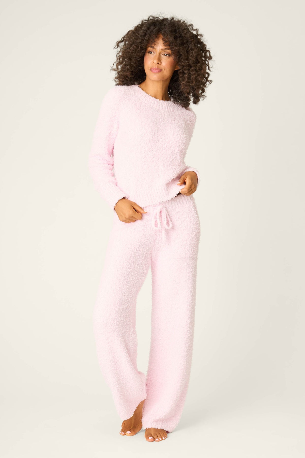 Bundle Up Boucle Pink Open Leg Pants