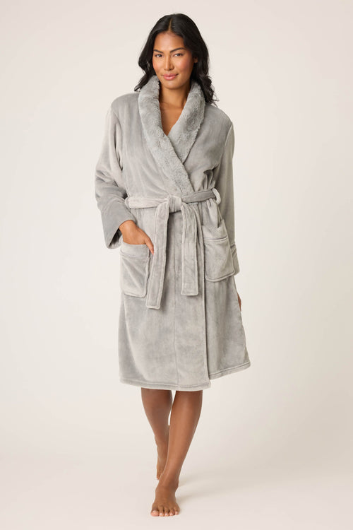 Luxe Plush Solid Frost Gray Robe