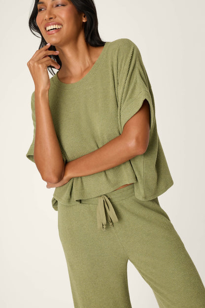 Soft Olive Rib Knit Lounge Set