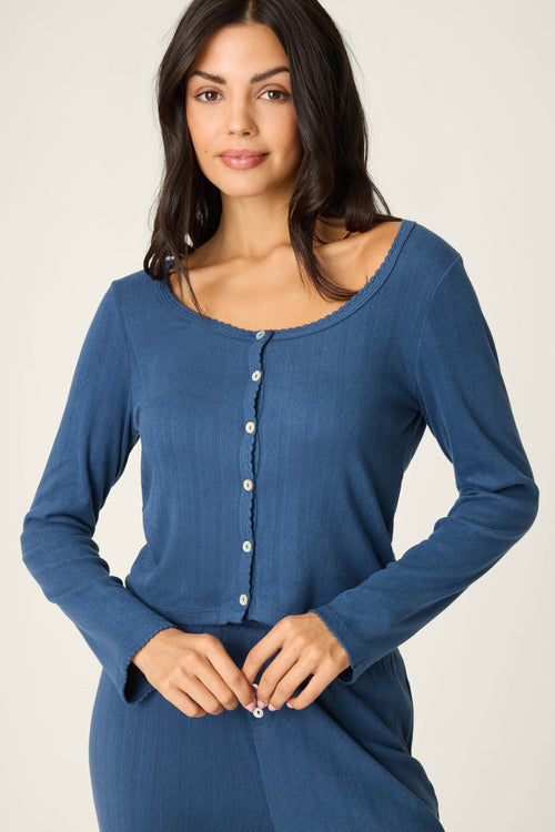 Pointelle Essentials Deep Sea Cardigan