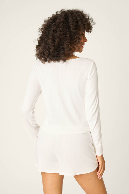 Pointelle Essentials Ivory Cardigan