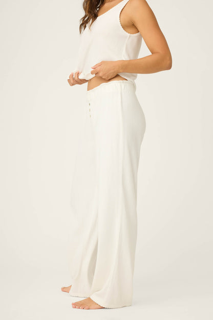 Pointelle Essentials Ivory Open Leg Pants