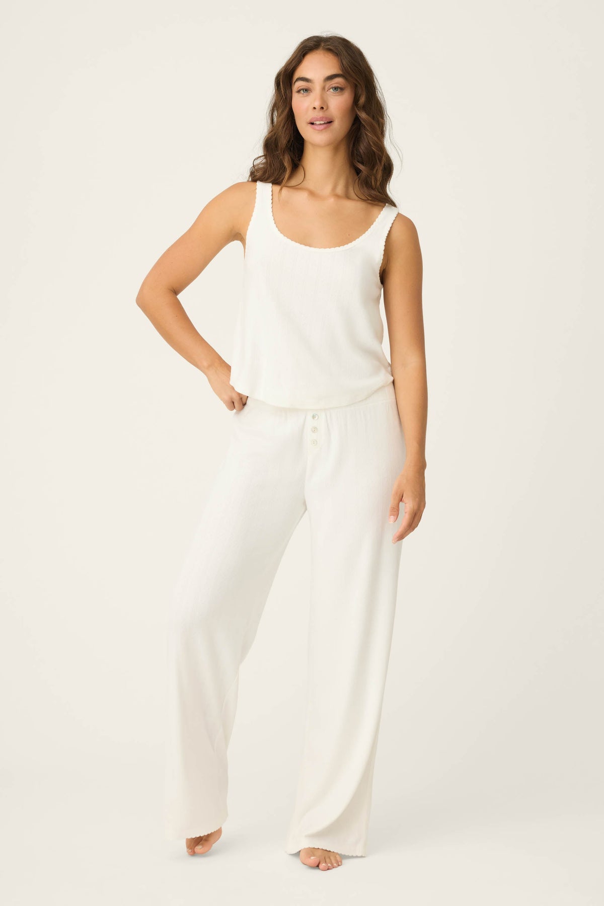 Pointelle Essentials Ivory Tank Top