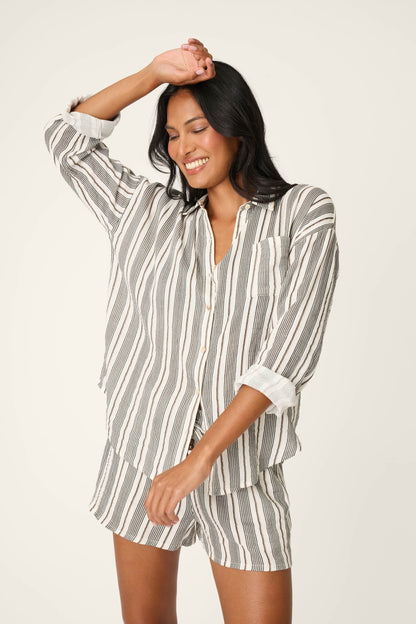 Sea You in St. Tropez Shoreline Stripe Long Sleeve Top