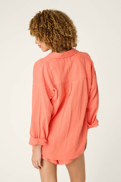 Sea You in Capri Hot Coral Long Sleeve Top