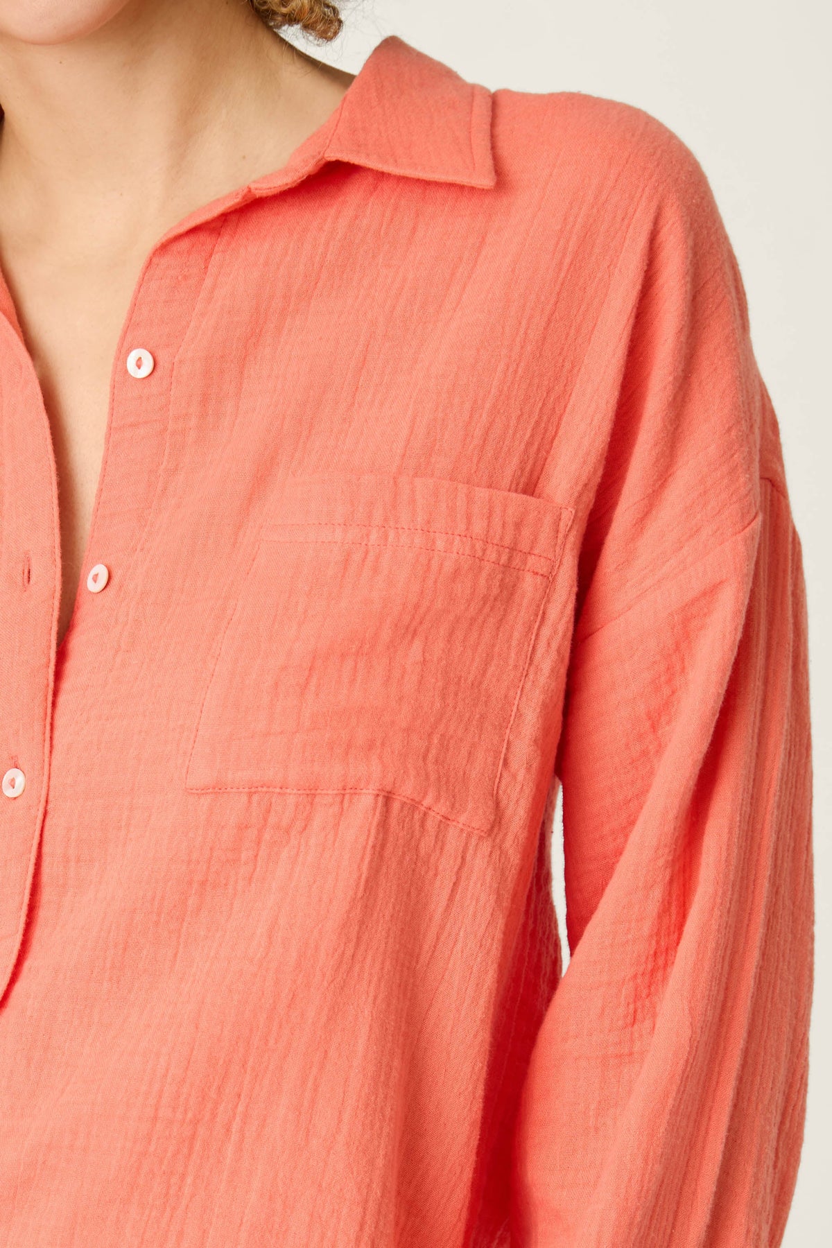 Sea You in Capri Hot Coral Long Sleeve Top