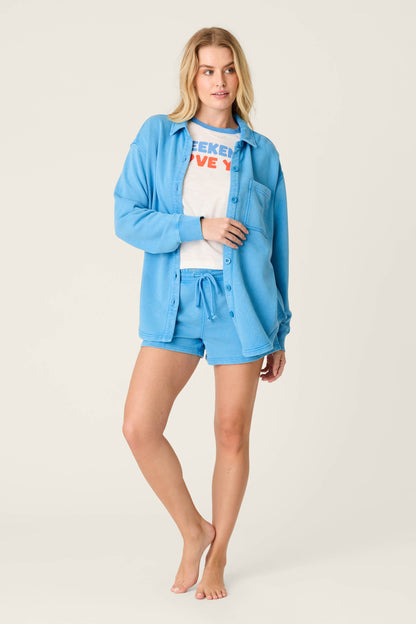 Washed Away Marine Blue Shirt Jacket