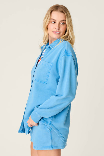 Washed Away Marine Blue Shirt Jacket