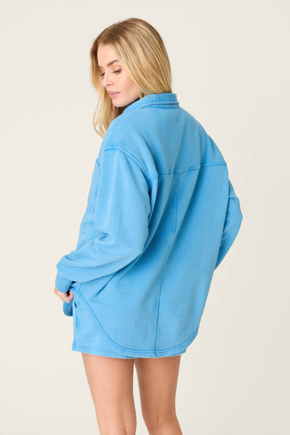 Washed Away Marine Blue Shirt Jacket