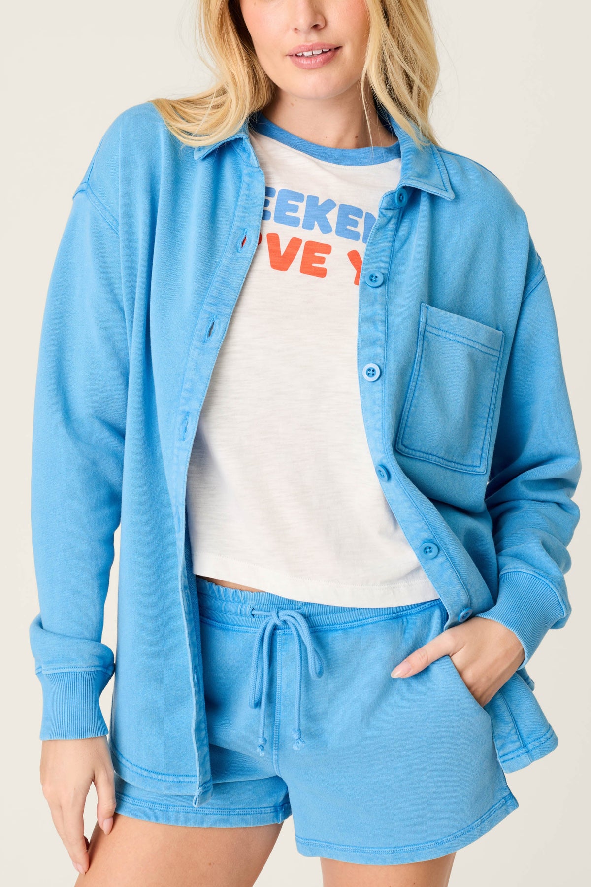 Washed Away Marine Blue Shirt Jacket
