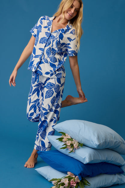 Whimsy Sapphire Garden Cropped PJ Set
