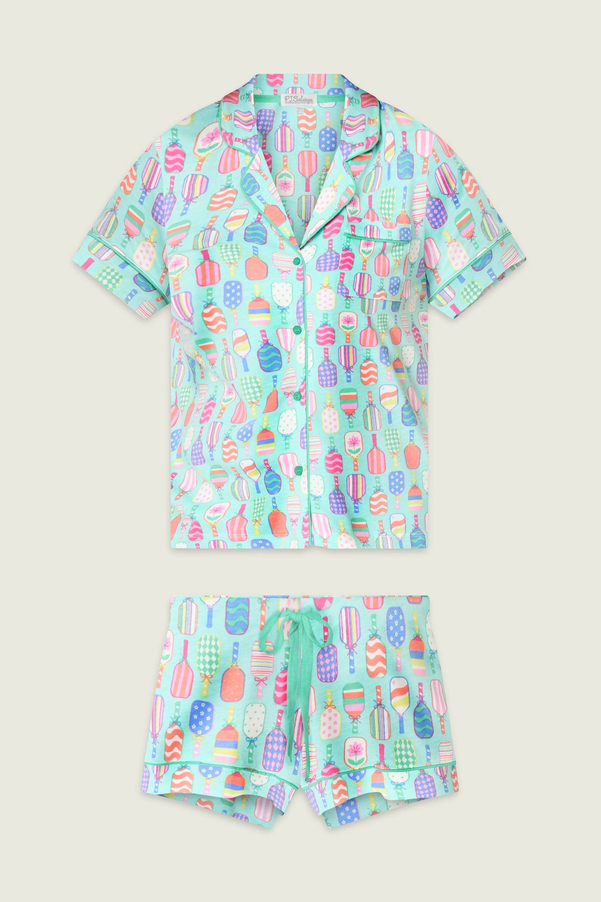 Whimsy Pickleball Paddle Party Short PJ Set
