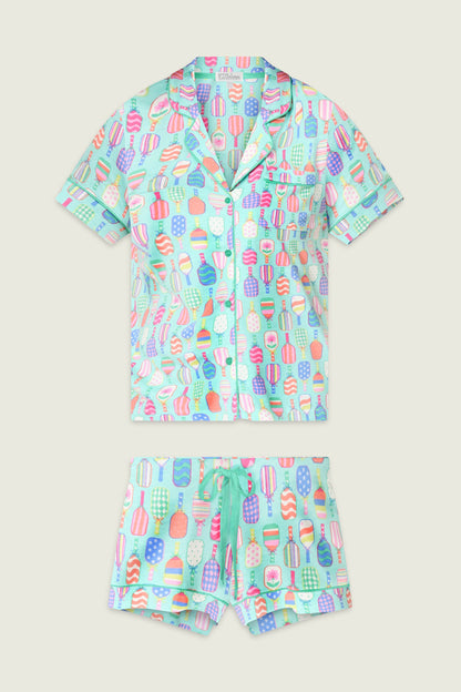 Whimsy Pickleball Paddle Party Short PJ Set