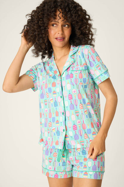 Whimsy Pickleball Paddle Party Short PJ Set