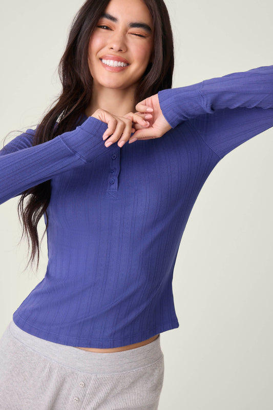 Back To Basics Pointelle Long Sleeve Top
