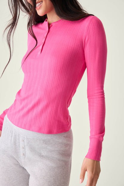 Back To Basics Pointelle Long Sleeve Top