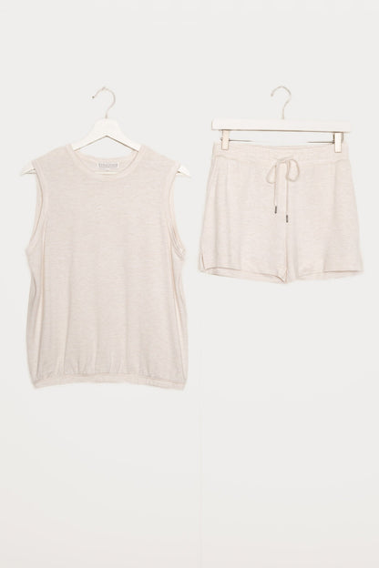 Jammie Essentials Short Oatmeal Lounge Set