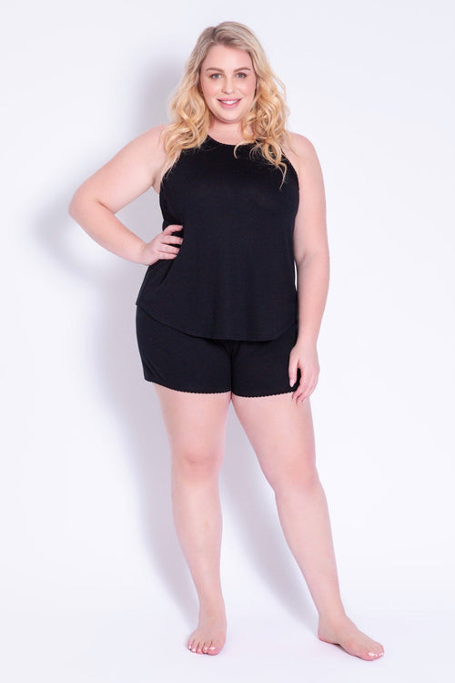Cozy Plus Black Reloved Rib Short Set