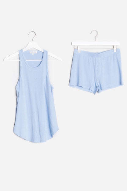 Cozy Plus Ice Blue Reloved Rib Short Set