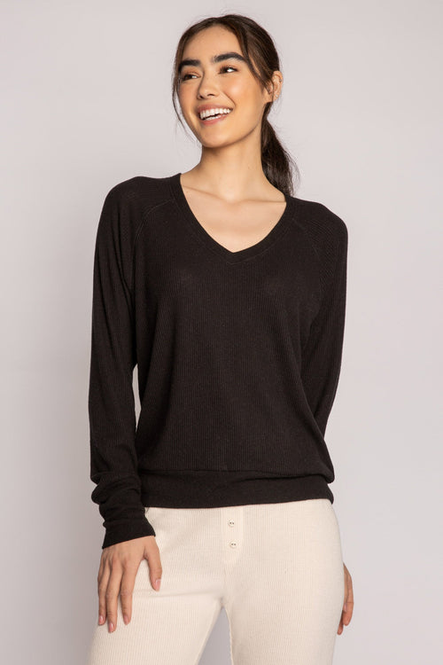 Textured Essentials Black Long Sleeve Top