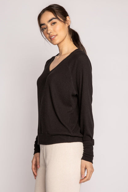 Textured Essentials Black Long Sleeve Top