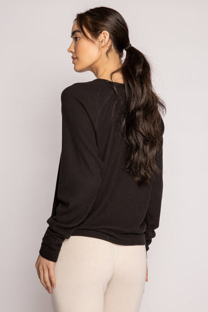 Textured Essentials Black Long Sleeve Top