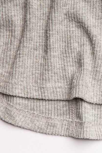 Textured Essentials Heather Grey Long Sleeve Henley Top