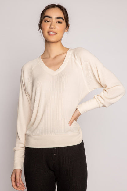 Textured Essentials Stone Long Sleeve Top