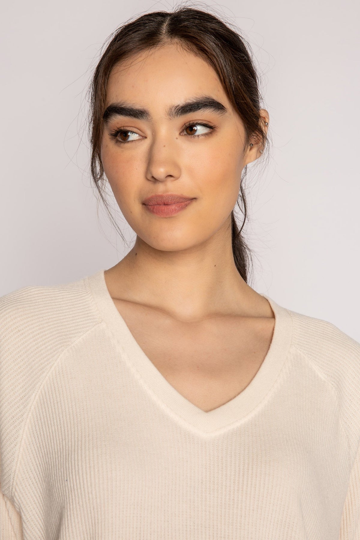 Textured Essentials Stone Long Sleeve Top