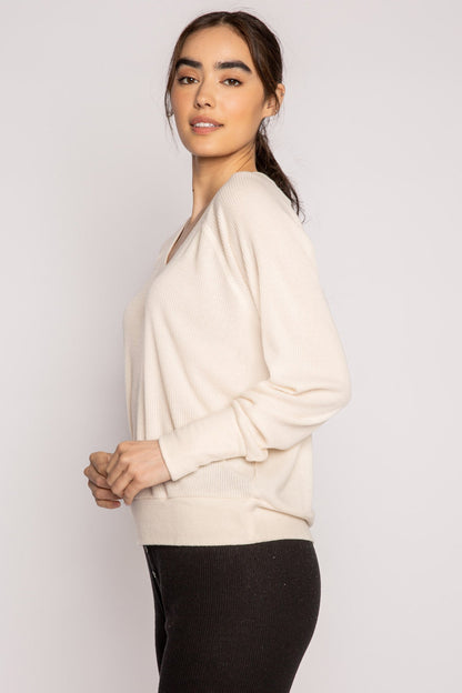 Textured Essentials Stone Long Sleeve Top