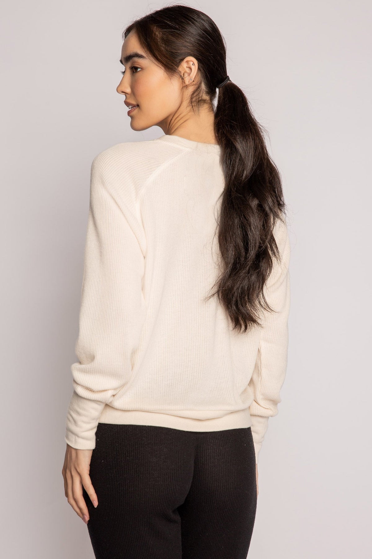 Textured Essentials Stone Long Sleeve Top
