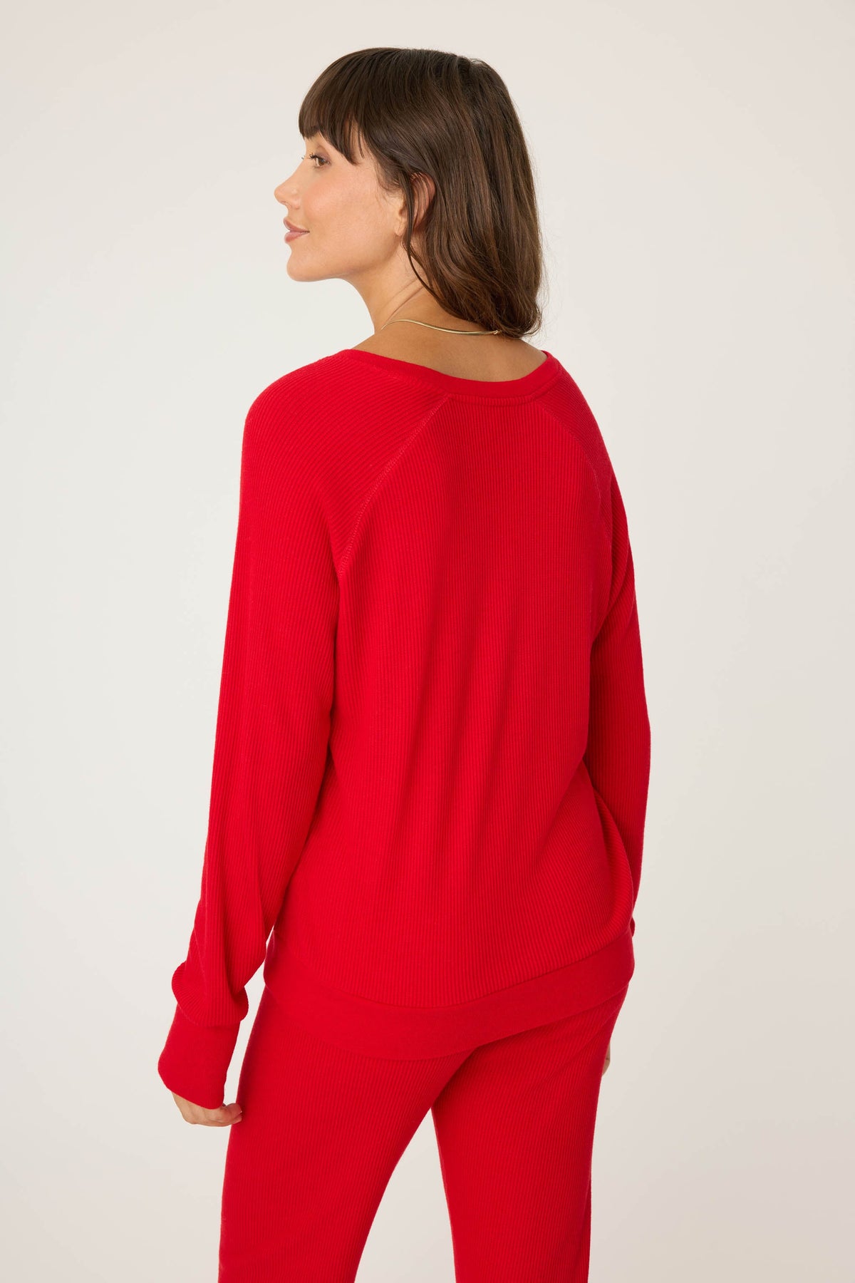 Textured Essentials Red Long Sleeve Top