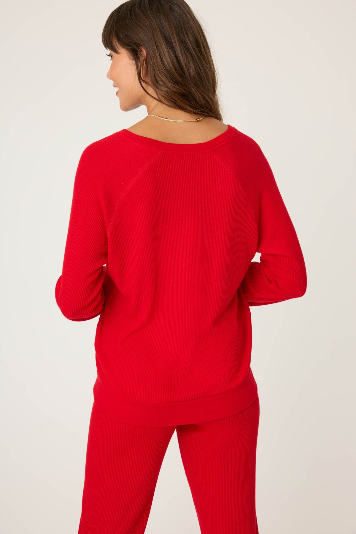 Textured Essentials Red Long Sleeve Top