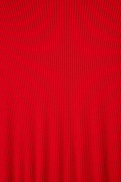 Textured Essentials Red Long Sleeve Top
