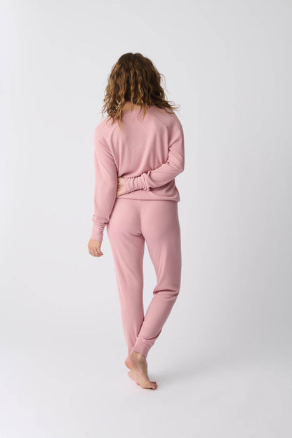 Textured Essentials Rosewood Long Sleeve Top