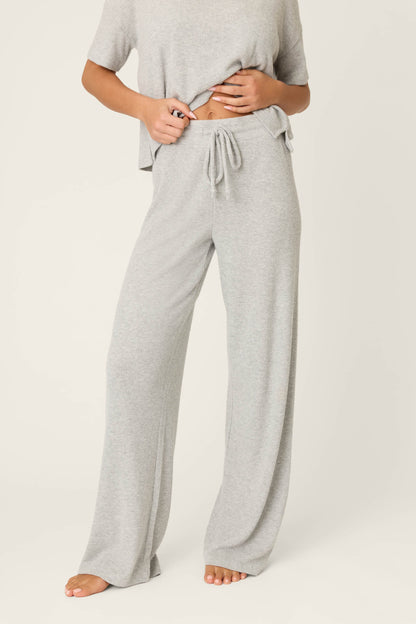 Textured Essentials Heather Grey Open Leg Pants