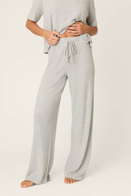 Textured Essentials Heather Grey Open Leg Pants
