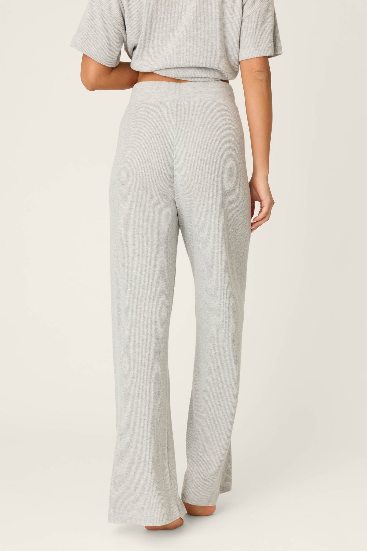 Textured Essentials Heather Grey Open Leg Pants