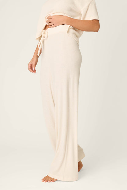 Textured Essentials Stone Open Leg Pants