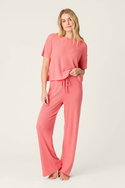 Textured Essentials Sunset Rose Open Leg Pants