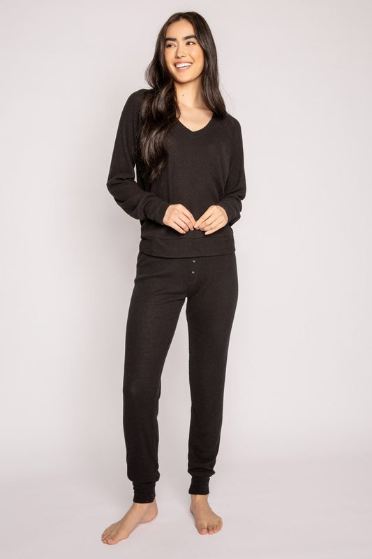 Textured Essentials Black Lounge Set