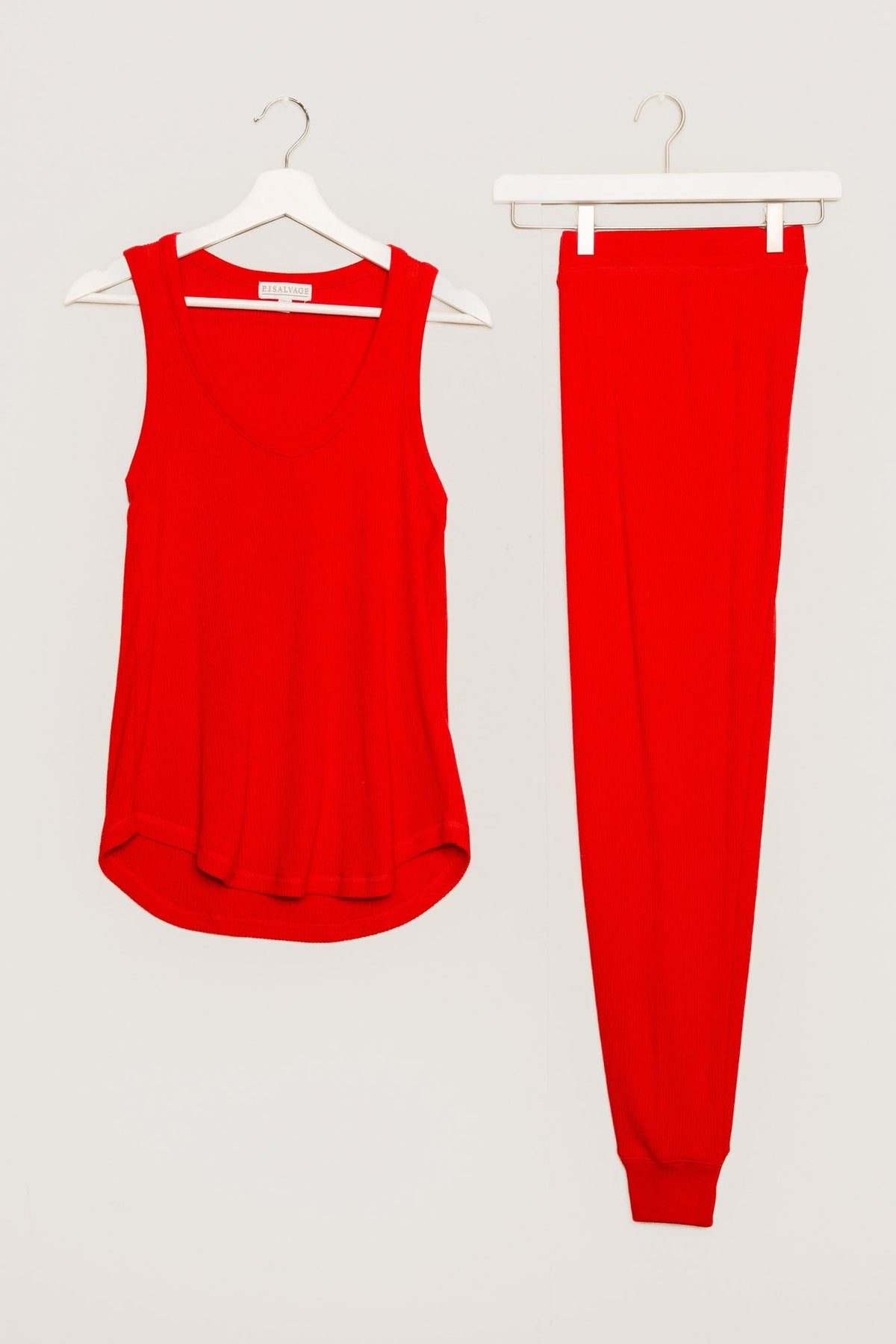 Textured Essentials Red Tank Top Lounge Set